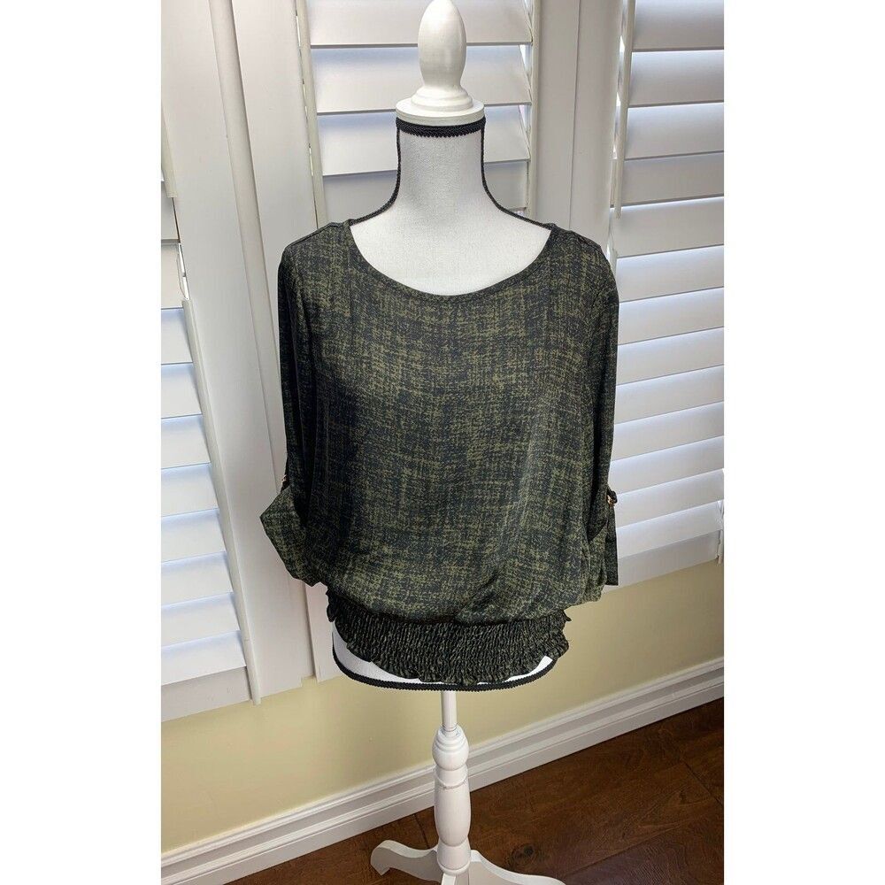 Michael Kors Blouse with Sleeves Buckle Decoration - Size M (A114)